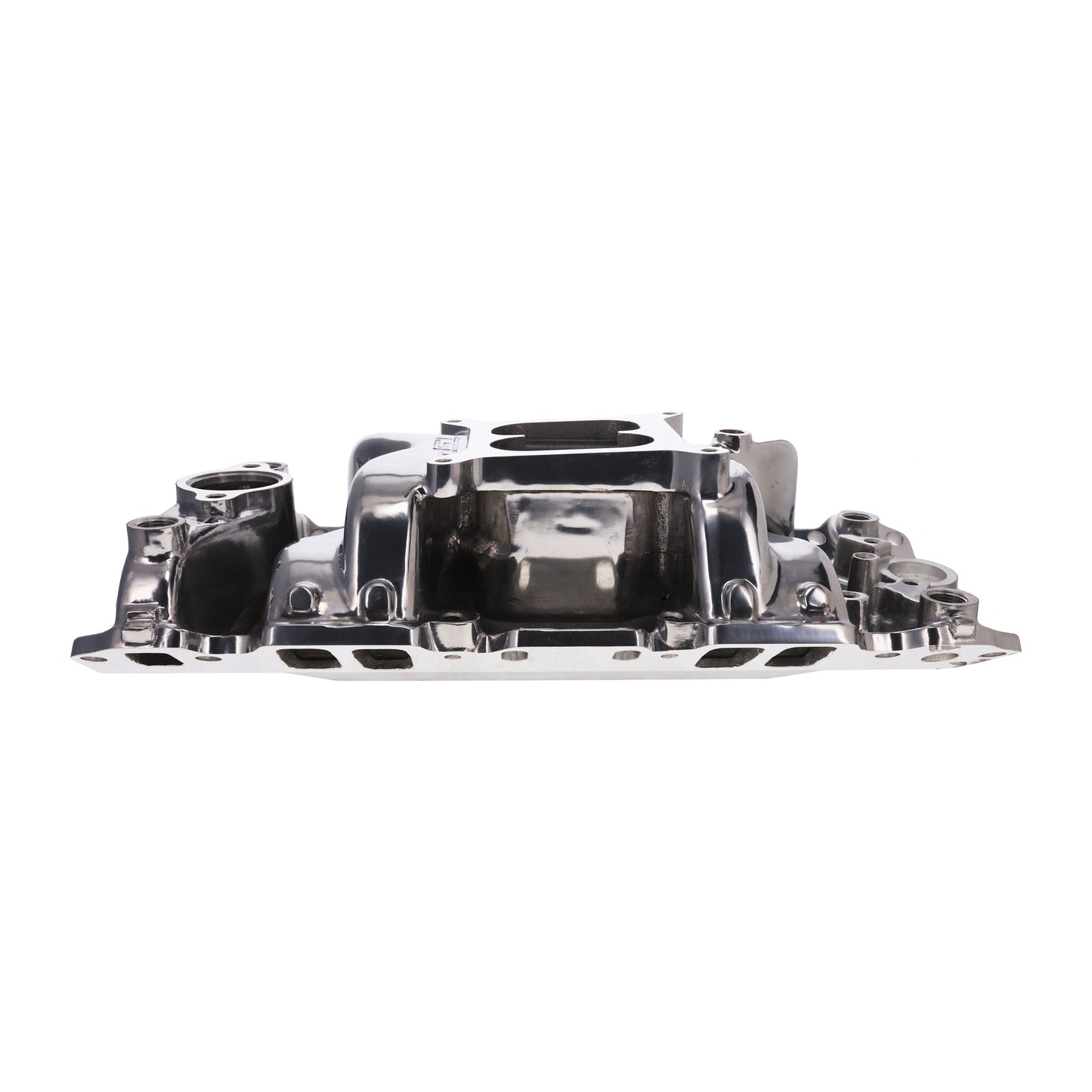 Chevy Small Block Carbureted Dual Plane Air Gap Aluminum Intake Manifold - Polished