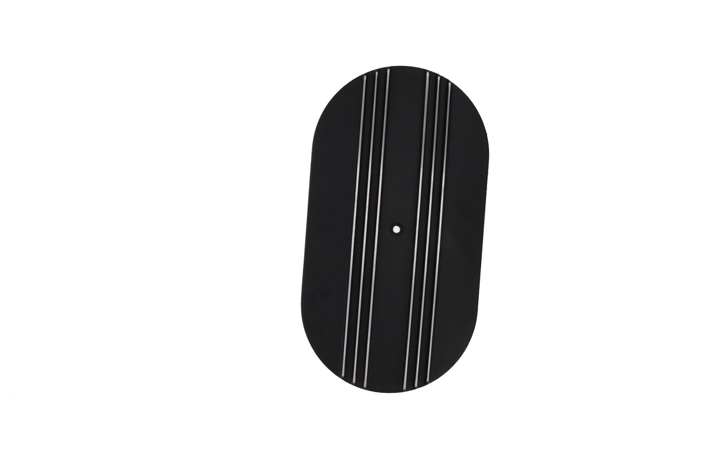 15" X 2" Center Finned Oval Aluminum Air Cleaner Kit, Paper Filter, Flat Base - Black