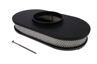 15" X 2" Center Finned Oval Aluminum Air Cleaner Kit, Paper Filter, Flat Base - Black