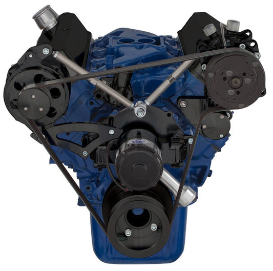 Ford 289-302-351W Serpentine Conversion Kit - Alternator & A/C - Electric Water Pump - Black