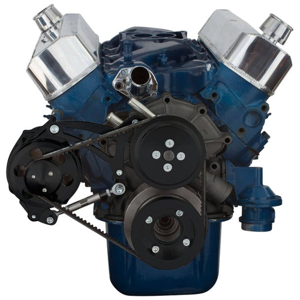 Ford 289-302-351W V-Belt System - Alternator Only, Shorty Water Pump - Black