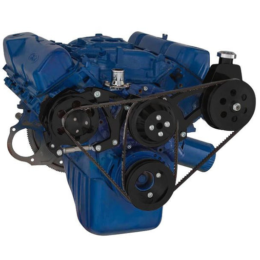 Ford 351C, 351M & 400 V-Belt System - Power Steering & Alternator - Black