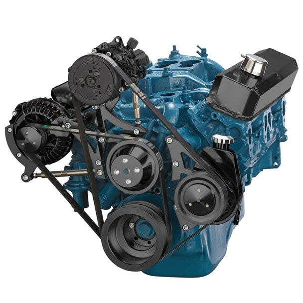 Small Block Chrysler Serpentine Conversion, Air Conditioning and Power Steering - Black