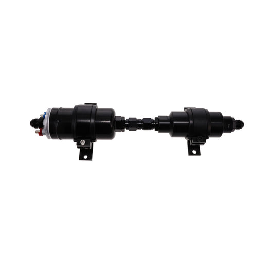 Universal Straight Electric Fuel Pump and Filter Kit - 10 Microns - Black