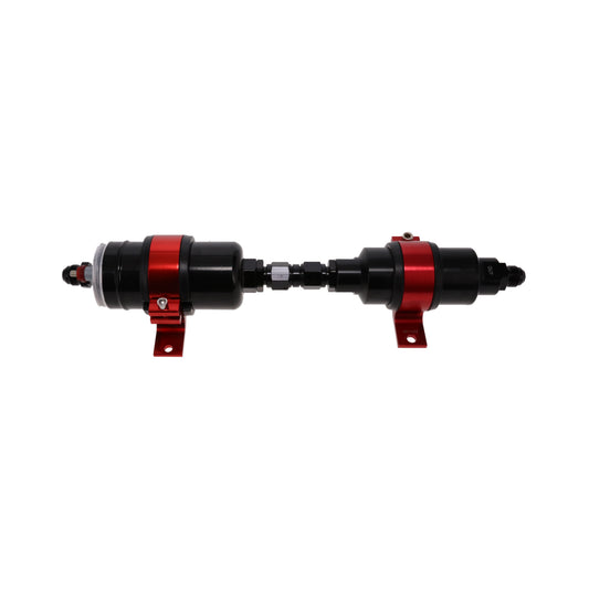 Universal Straight Electric Fuel Pump and Filter Kit - 10 Microns - Red
