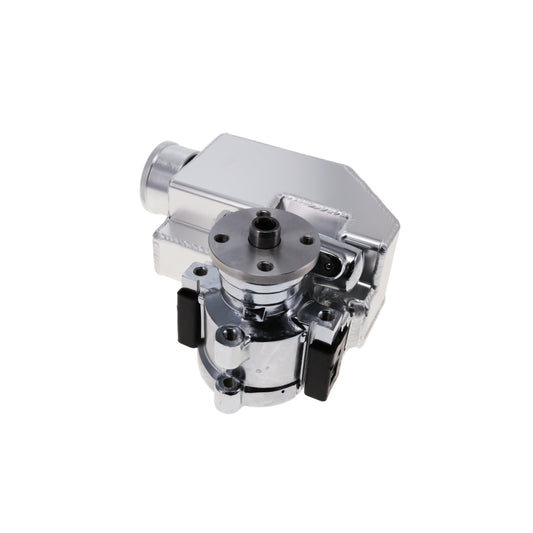 GM Type II Style Power Steering Pump with 18 oz Fabricated Aluminum Reservoir and Pulley Hub - Chrome