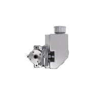 GM Type II Style Power Steering Pump with 18 oz Fabricated Aluminum Reservoir and Pulley Hub - Chrome