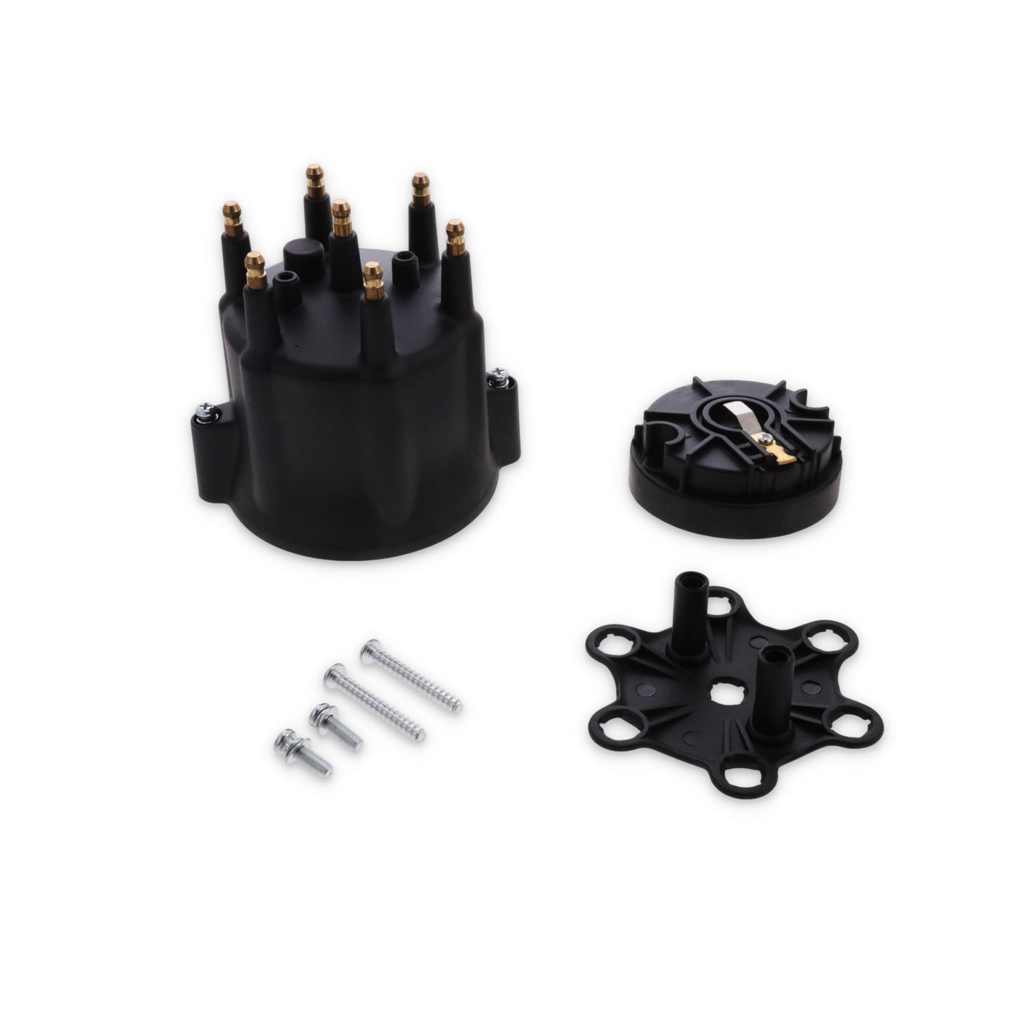 6-Cylinder Male Pro Series Distributor Cap & Rotor Kit - Black