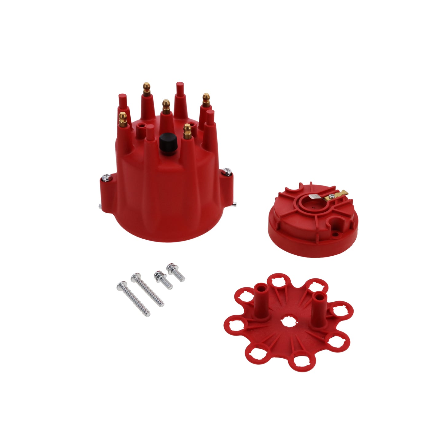 4-Cylinder Male Pro Series Ready to Run Distributor Cap & Rotor Kit - Red