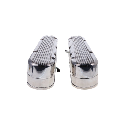 GM LS Finned Cast Aluminum Valve Covers with Coil Mounts and Covers - Polished