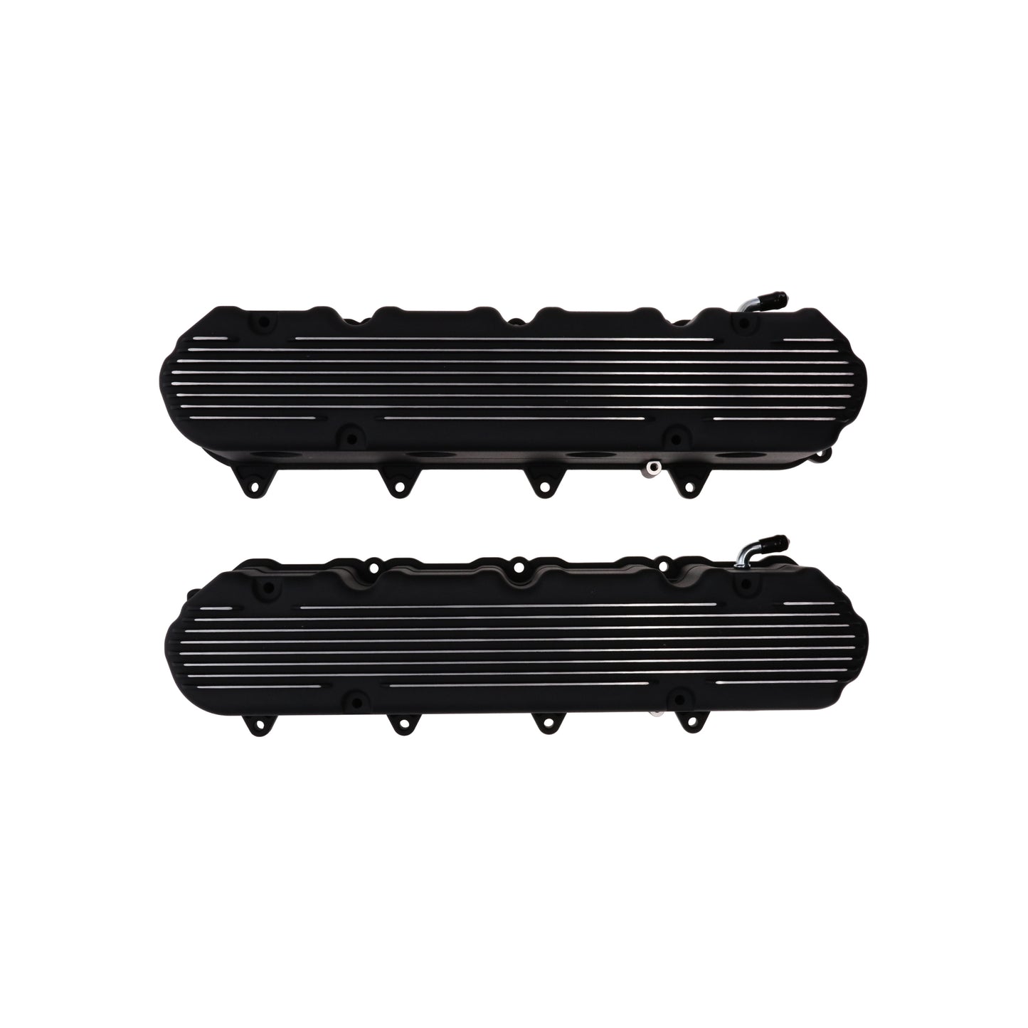 GM LT Finned Cast Aluminum Valve Covers with Coil Mounts and Covers - Black