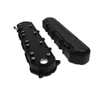 GM LT Finned Cast Aluminum Valve Covers with Coil Mounts and Covers - Black