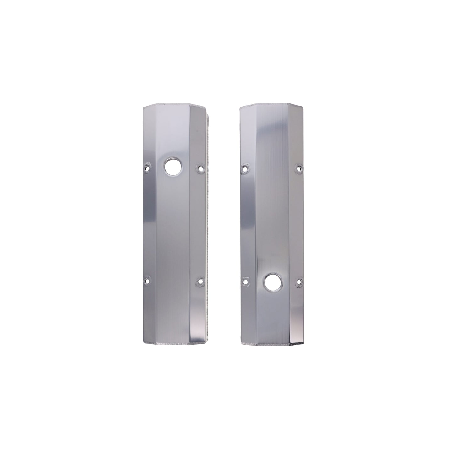 Chevy Small Block Long Bolt Fabricated Aluminum Valve Covers with Breather Holes - Clear Anodized