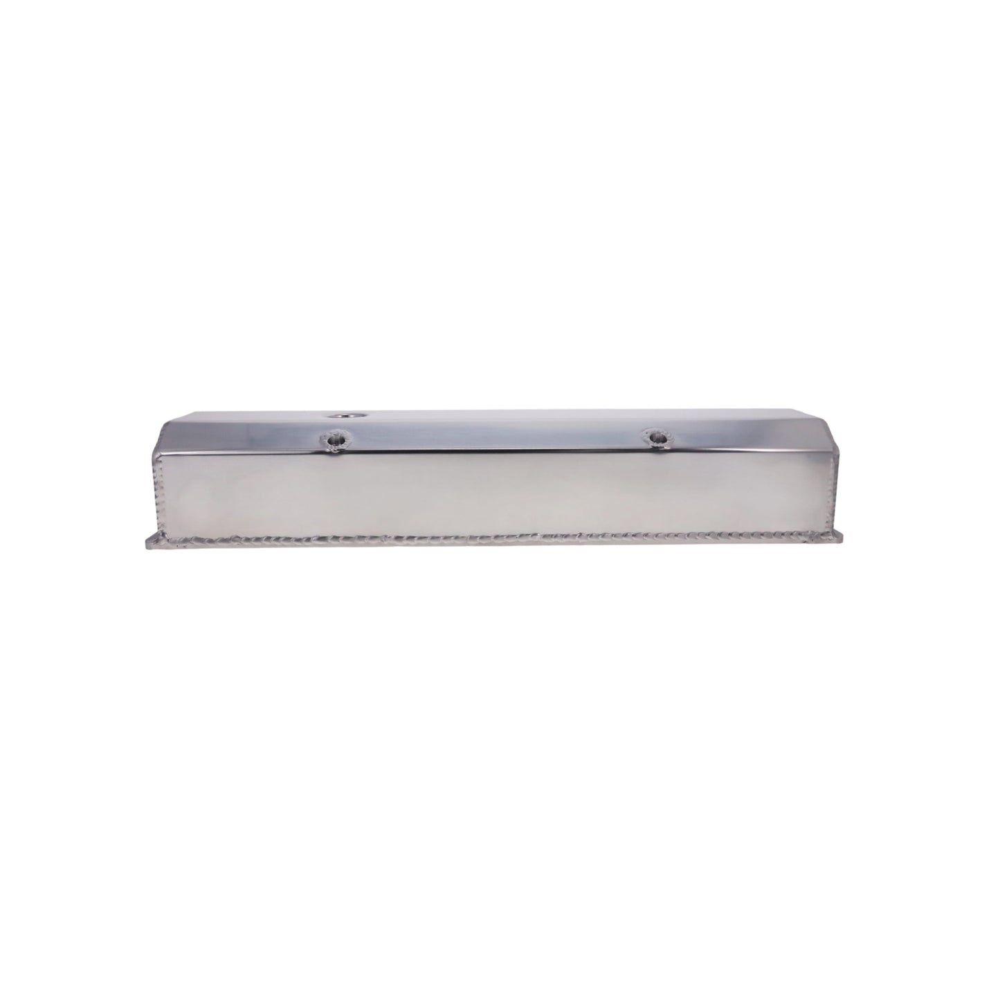 Chevy Small Block Long Bolt Fabricated Aluminum Valve Covers with Breather Holes - Clear Anodized
