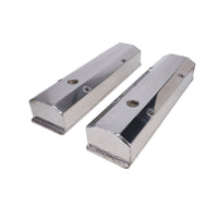 Chevy Small Block Long Bolt Fabricated Aluminum Valve Covers with Breather Holes - Polished