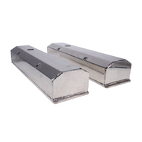 Chevy Small Block Long Bolt Fabricated Aluminum Valve Covers with Breather Holes - Polished