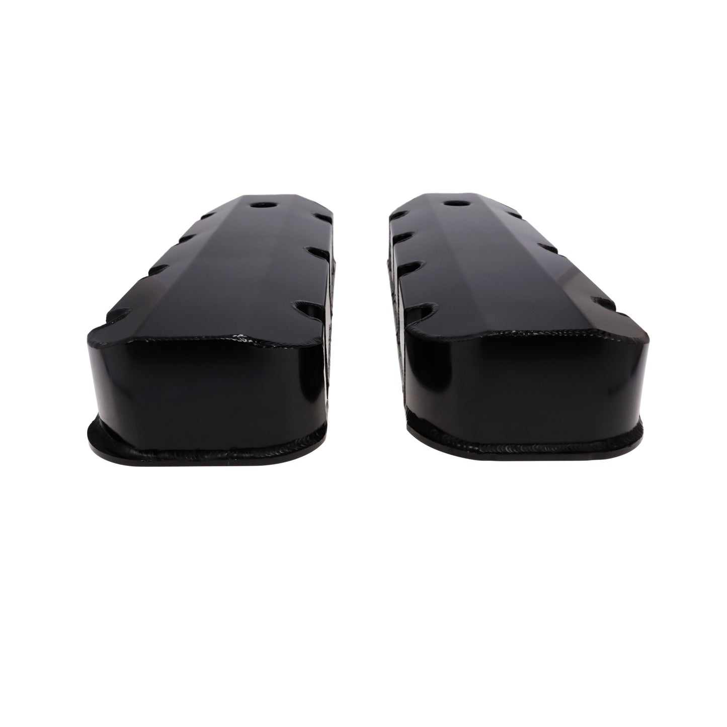 Chevy Big Block Short Bolt Fabricated Aluminum Valve Covers with Breather Holes - Black