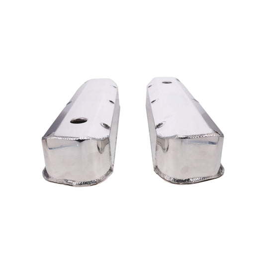 Ford Small Block Long Bolt Fabricated Aluminum Valve Covers with Breather Holes - Polished