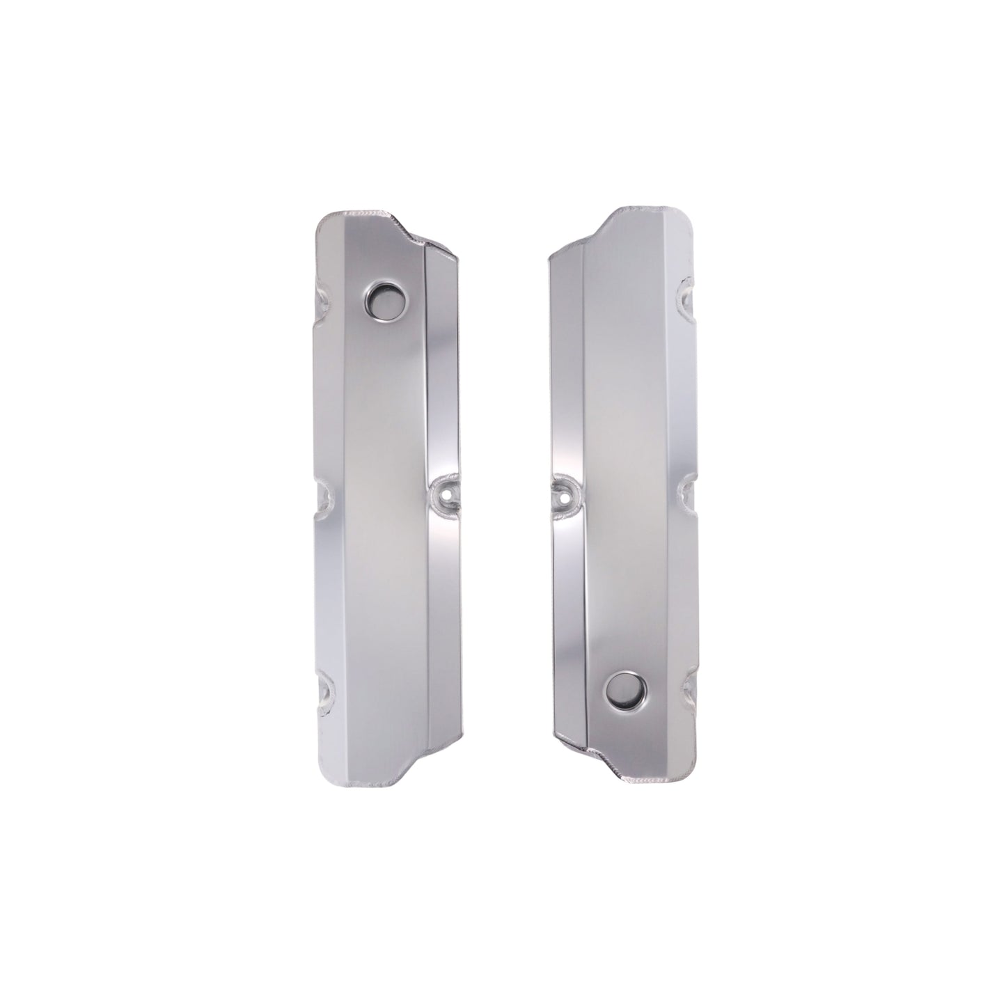 Ford Small Block Short Bolt Fabricated Aluminum Valve Covers with Breather Holes - Clear Anodized