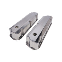 Ford Small Block Short Bolt Fabricated Aluminum Valve Covers with Breather Holes - Polished