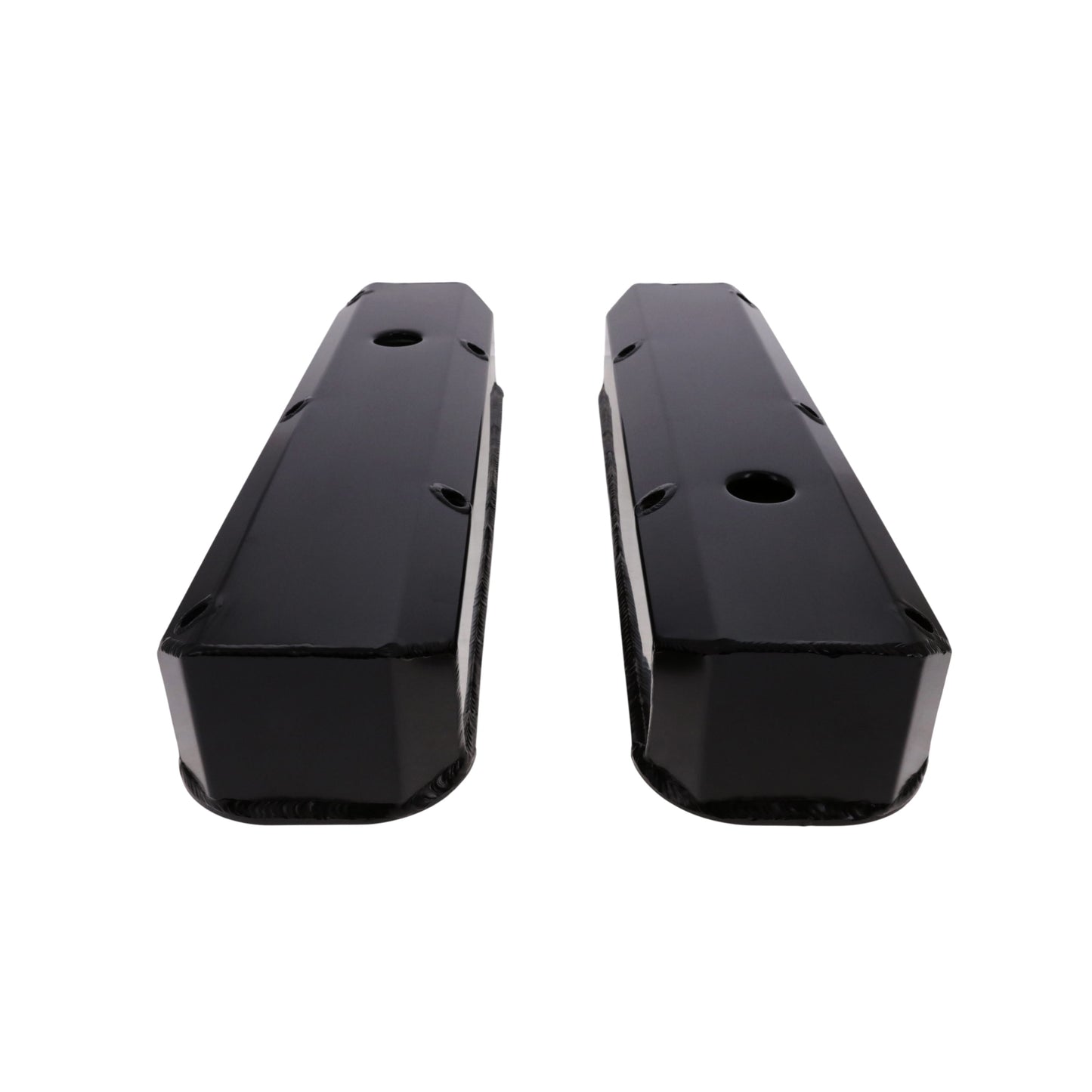 Mopar Small Block Long Bolt Fabricated Aluminum Valve Covers with Breather Holes - Black