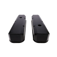 Mopar Small Block Long Bolt Fabricated Aluminum Valve Covers with Breather Holes - Black