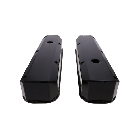Mopar Small Block Long Bolt Fabricated Aluminum Valve Covers with Breather Holes - Black
