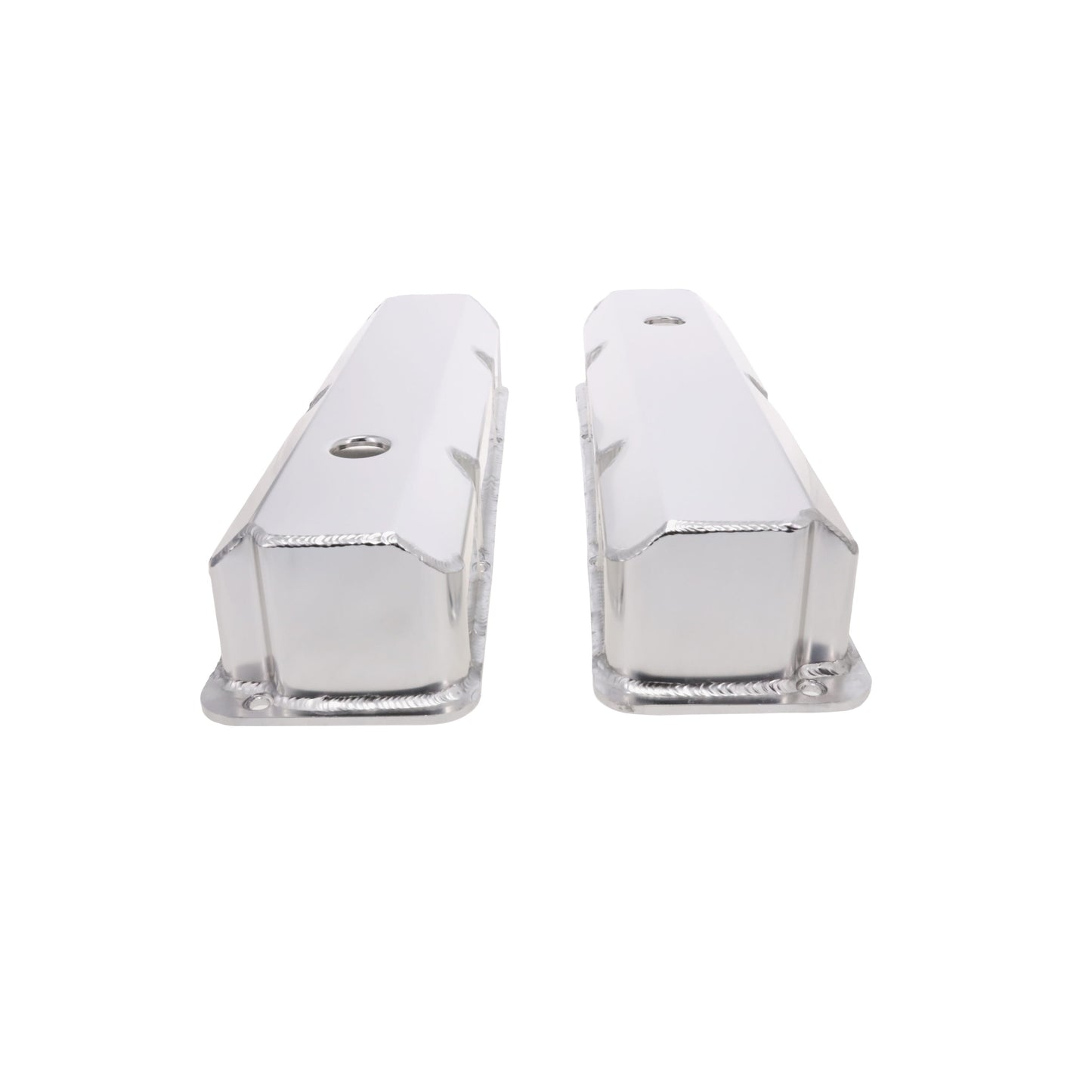 Ford FE Big Block Short Bolt Fabricated Aluminum Valve Covers with Breather Holes - Clear Anodized