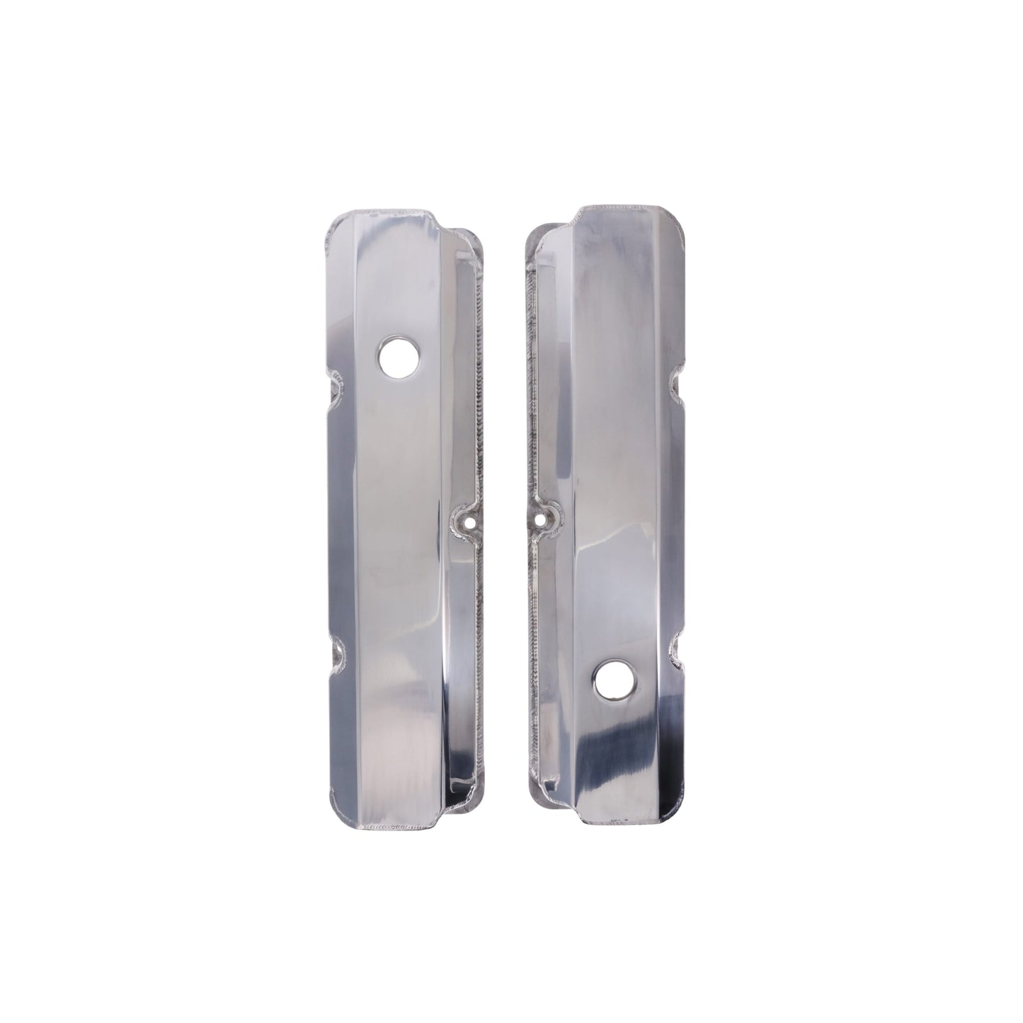 Ford FE Big Block Short Bolt Fabricated Aluminum Valve Covers with Breather Holes - Polished