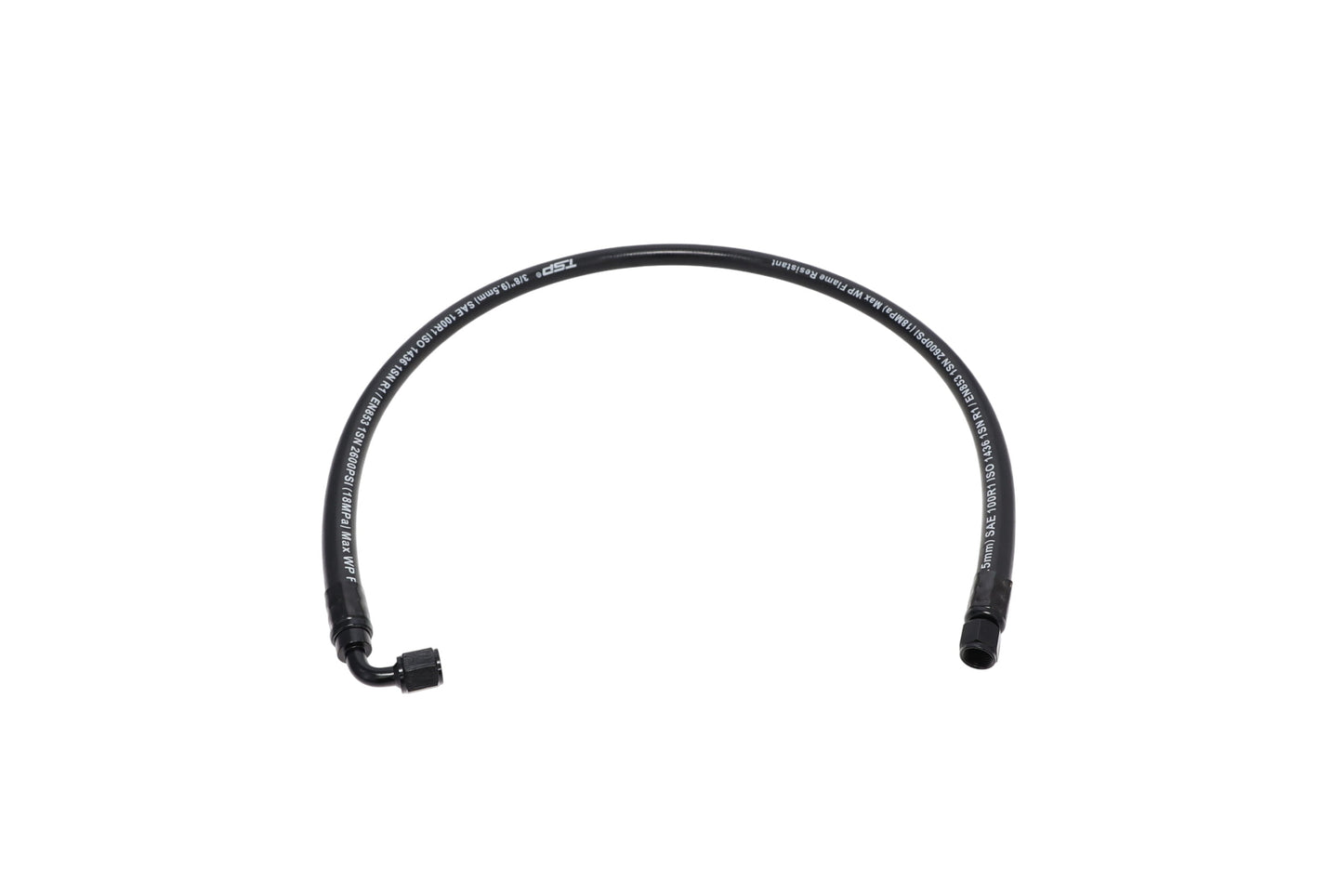 36 in. High Pressure 3/8 in. ID Power Steering Hose with 90 Degree -6AN Male to -6AN Female Fitting