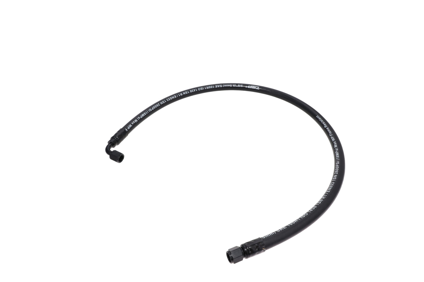 36 in. High Pressure 3/8 in. ID Power Steering Hose with 90 Degree -6AN Male to -6AN Female Fitting
