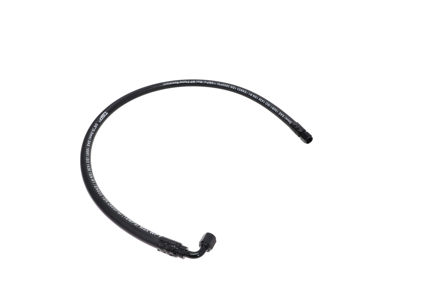 36 in. High Pressure 3/8 in. ID Power Steering Hose with 90 Degree -6AN Male to -6AN Female Fitting