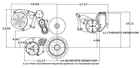 Chevy LS Engine Serpentine Conversion - AC, Power Steering & Alternator - Polished