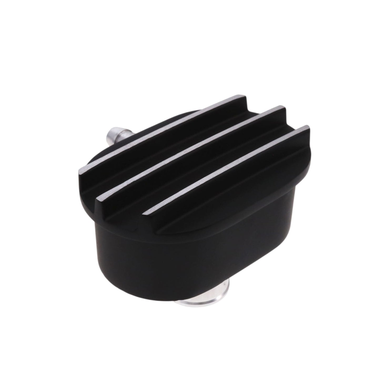 Aluminum Breather Cap, Push-In with Tube Oval Finned - Black