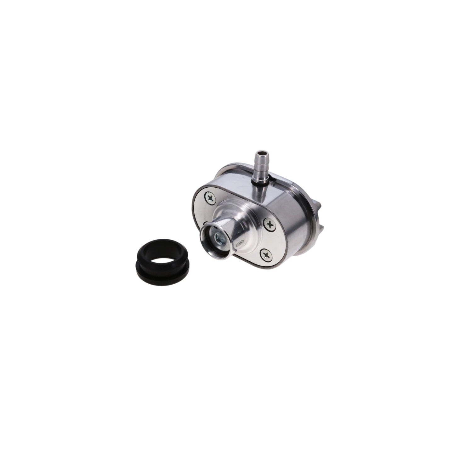 Aluminum Breather Cap, Push-In with Tube Oval Finned - Polished