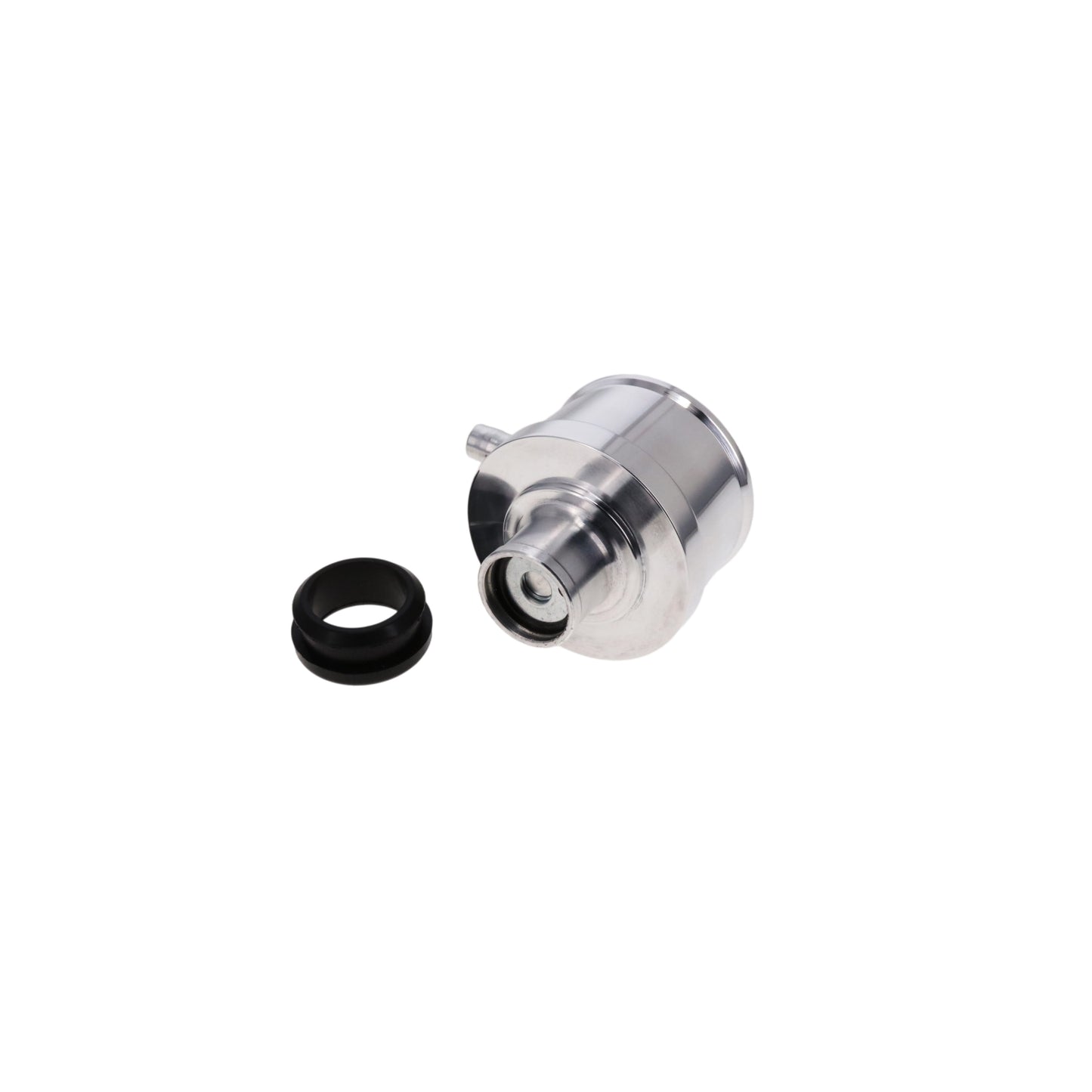 Aluminum Breather Cap, Push-In with Tube Ball-Milled - Polished