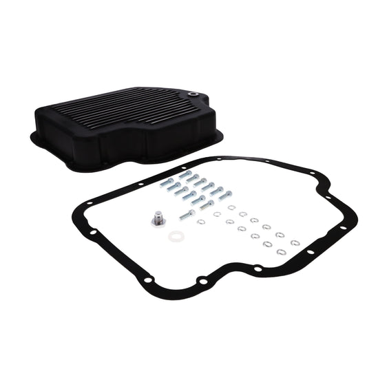 GM TH400 Finned Aluminum Transmission Pan, Stock Depth - Black