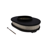 12" X 2" Center Finned Oval Aluminum Air Cleaner Kit, Paper Filter - Black