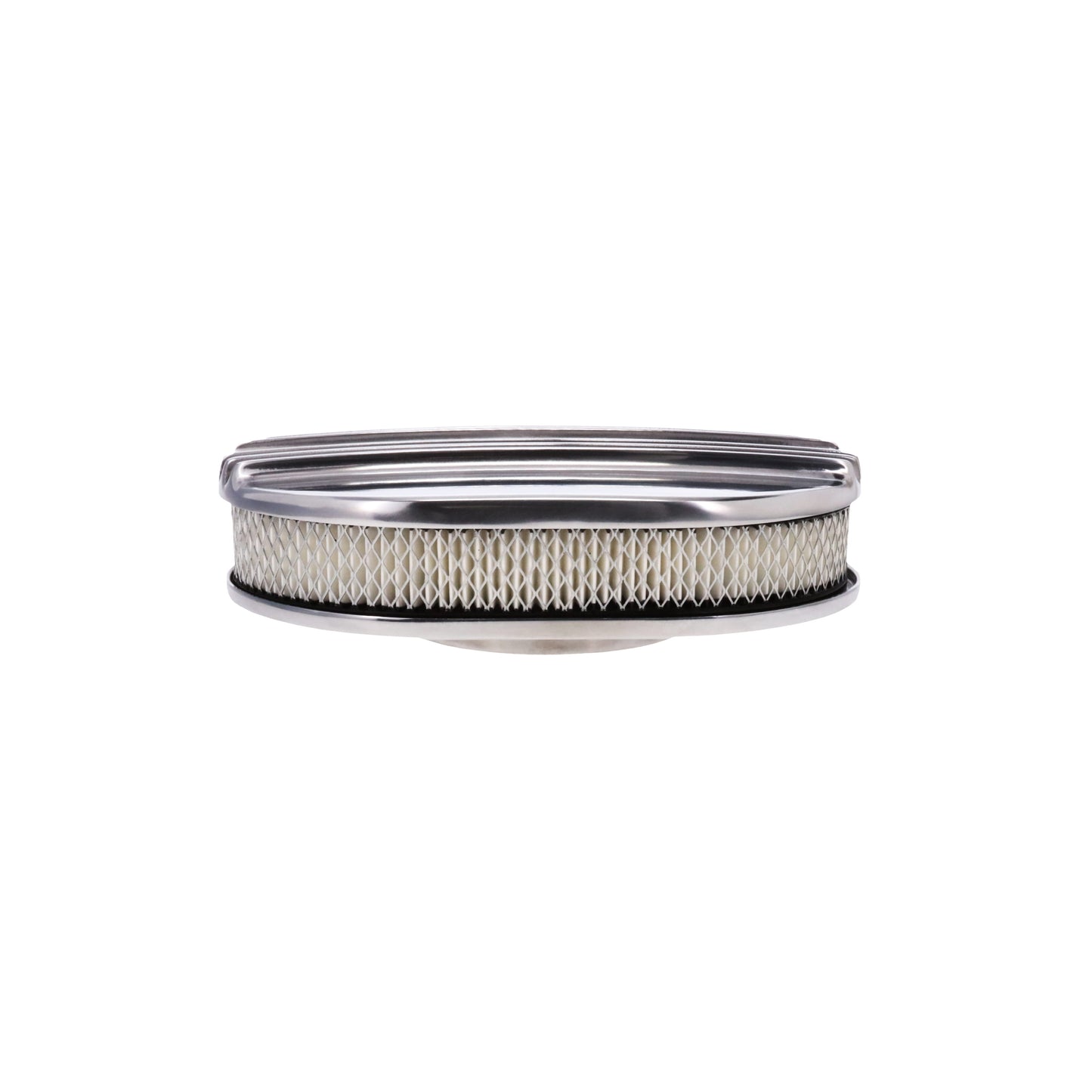 12" X 2" Center Finned Oval Aluminum Air Cleaner Kit, Paper Filter - Polished