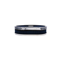 12" X 2" Oval Steel Air Cleaner Kit, Blue Washable Filter, Flat Base - Chrome