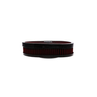 12" X 2" Oval Steel Air Cleaner Kit, Red Washable Filter, Flat Base - Black