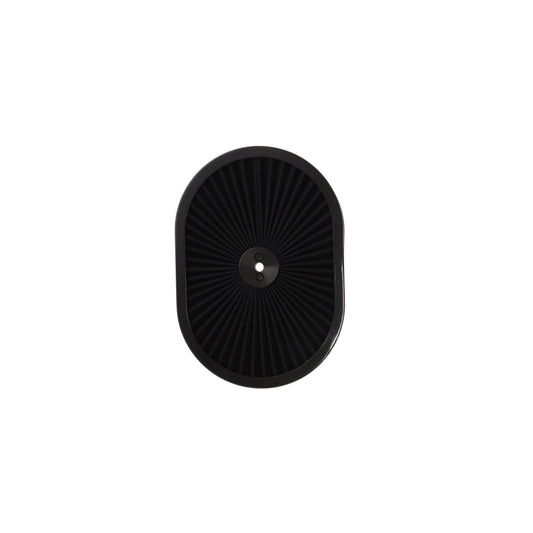 12" X 2" Oval Steel Air Cleaner Kit, Black Washable Filter, Flat Base - Black