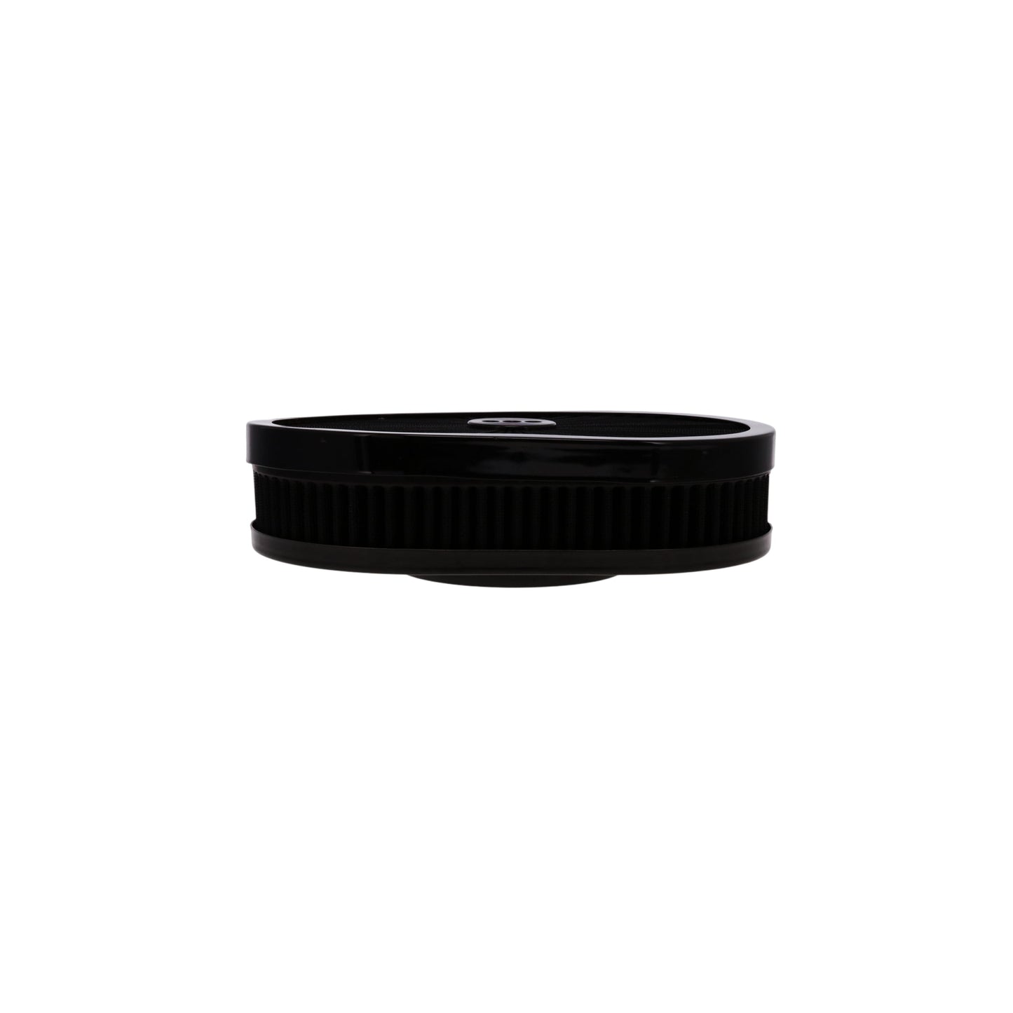 12" X 2" Oval Steel Air Cleaner Kit, Black Washable Filter, Flat Base - Black