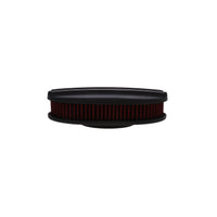 12" X 2" Center Finned Oval Aluminum Air Cleaner Kit, Red Washable Filter - Black