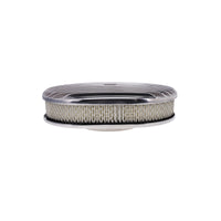 12″ X 2″ Full Finned Oval Aluminum Air Cleaner Kit, Paper Filter, Flat Base - Polished