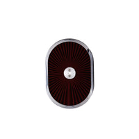12" X 2" Oval Steel Air Cleaner Kit, Red Washable Filter, Flat Base - Chrome