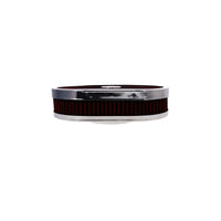 12" X 2" Oval Steel Air Cleaner Kit, Red Washable Filter, Flat Base - Chrome