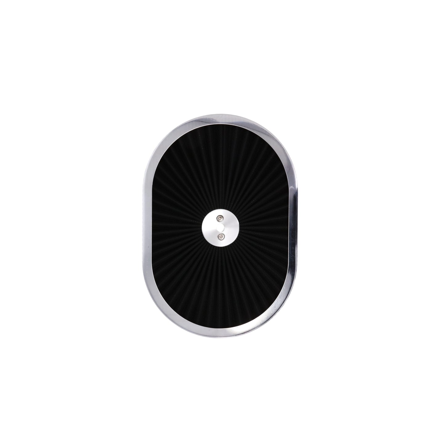 12" X 2" Oval Steel Air Cleaner Kit, Black Washable Filter, Flat Base - Chrome