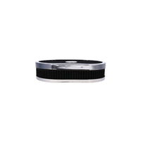 12" X 2" Oval Steel Air Cleaner Kit, Black Washable Filter, Flat Base - Chrome