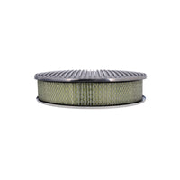 14" X 3" Full Finned Round Aluminum Air Cleaner Kit, Paper Filter, Flat Base - Polished